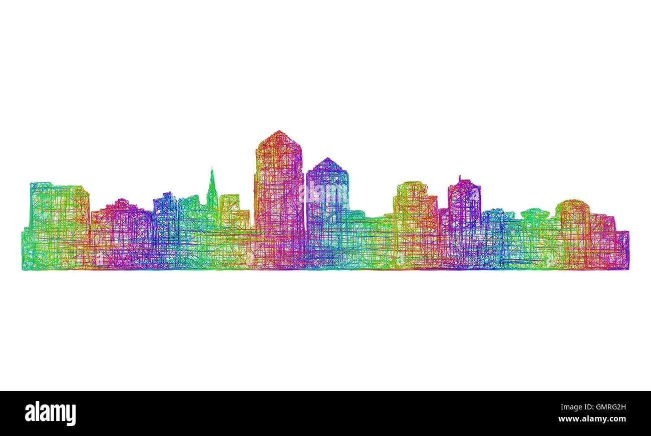 Albuquerque skyline silhouette - art ligne multicolore Illustration de Vecteur