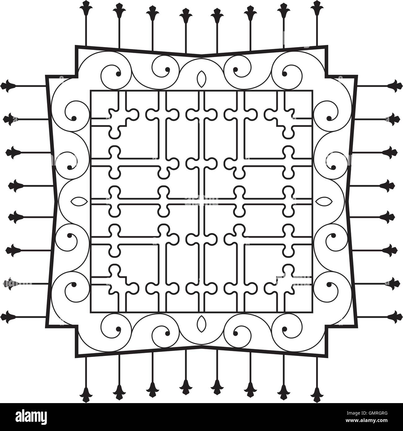 Cheminée barbecue en fer forgé Illustration de Vecteur