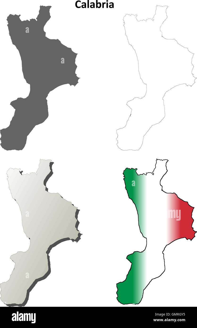 Calabria blank aperçu détaillé de l'ensemble de cartes Illustration de Vecteur