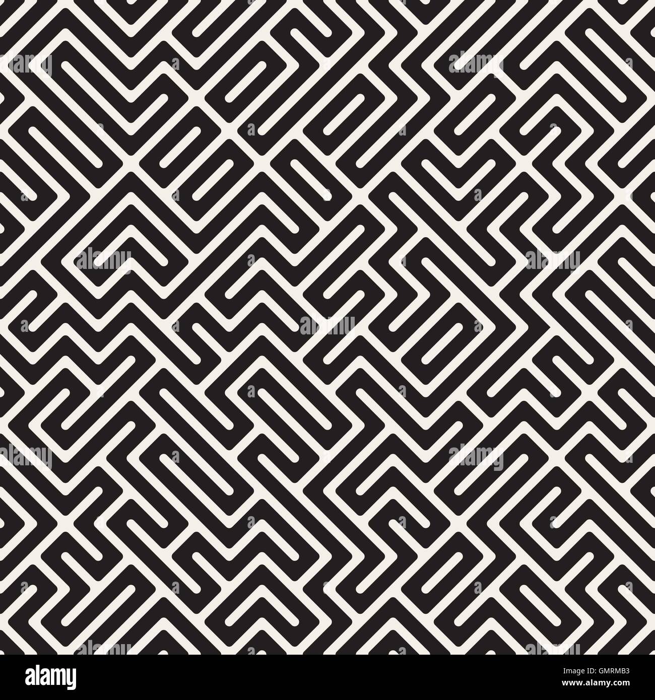 Seamless Vector labyrinthe noir et blanc motif de lignes Illustration de Vecteur