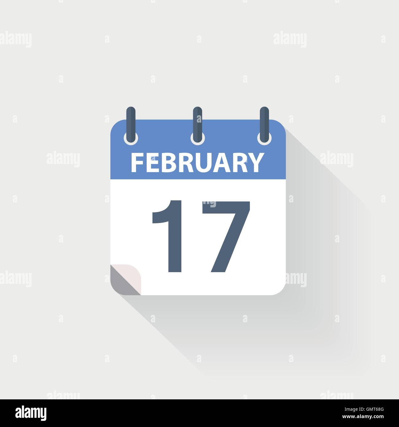 17 février icône calendrier sur fond gris Illustration de Vecteur
