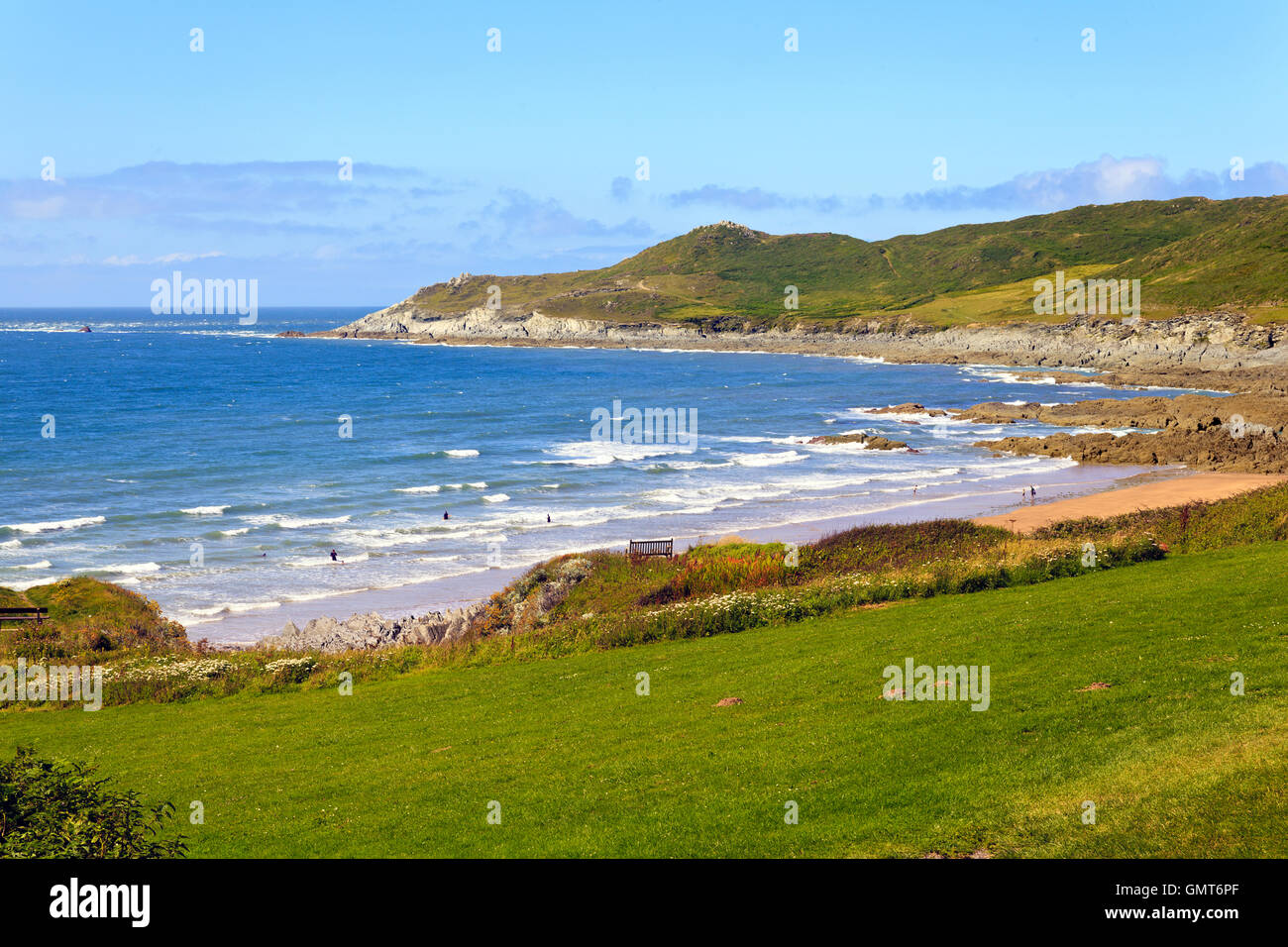 Woolacombe Bay sous Watersmeet Hotel Banque D'Images