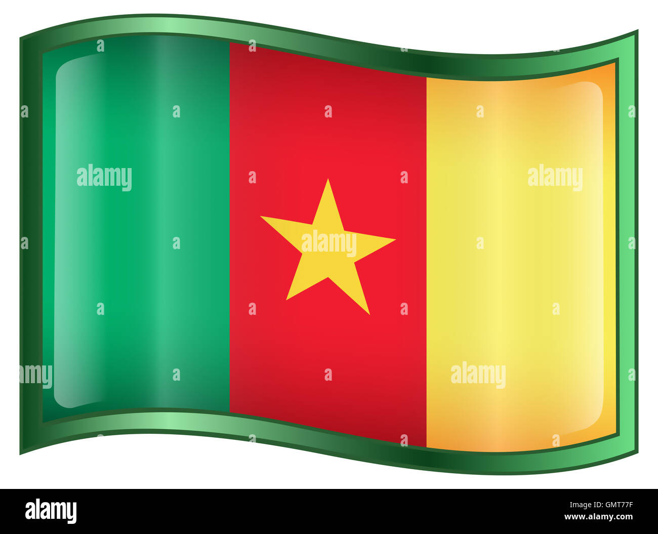 L'icône du drapeau du Cameroun. Banque D'Images