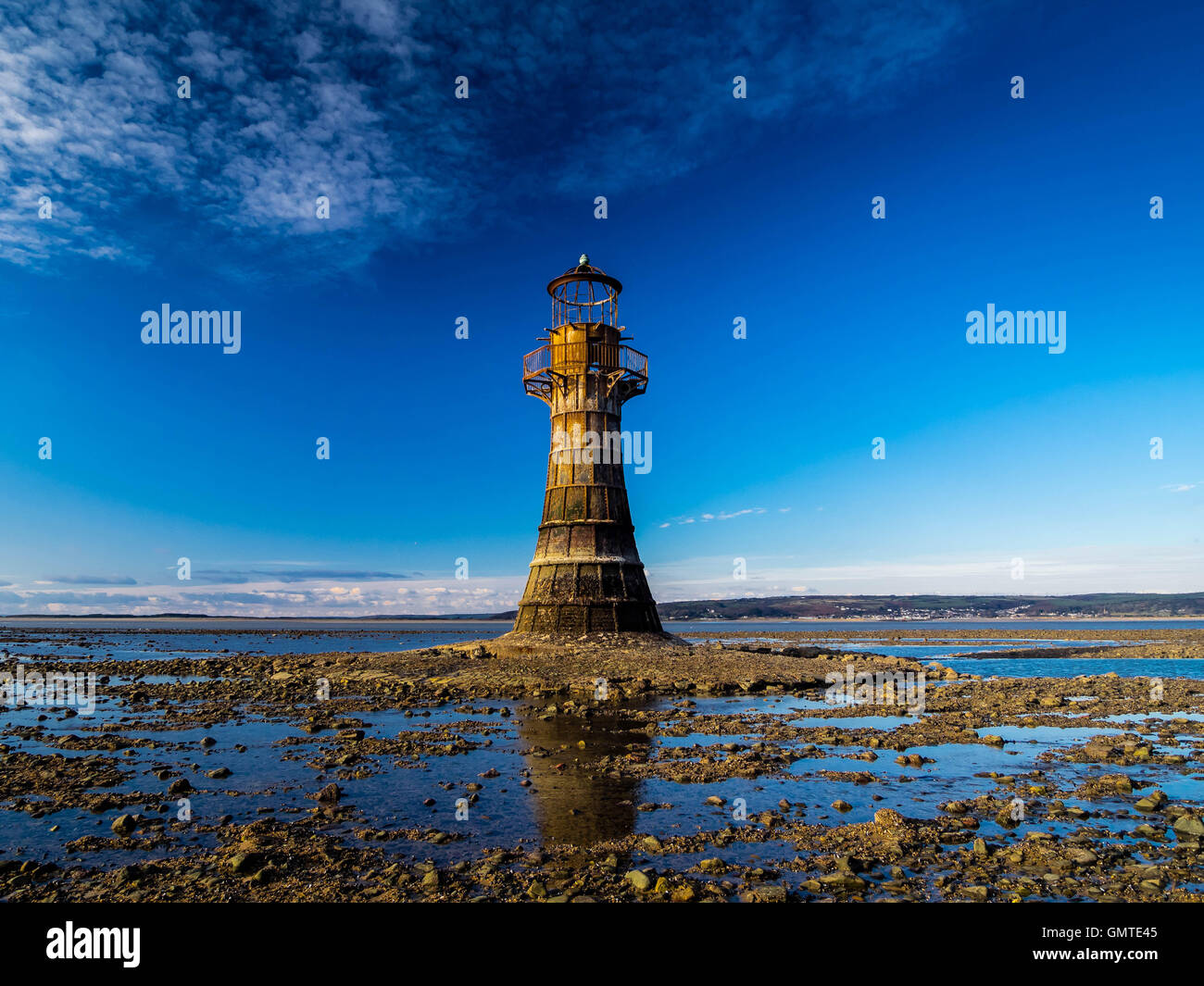 Fer à repasser, Phare Whiteford Sands, Gower, Swansea, Pays de Galles Banque D'Images