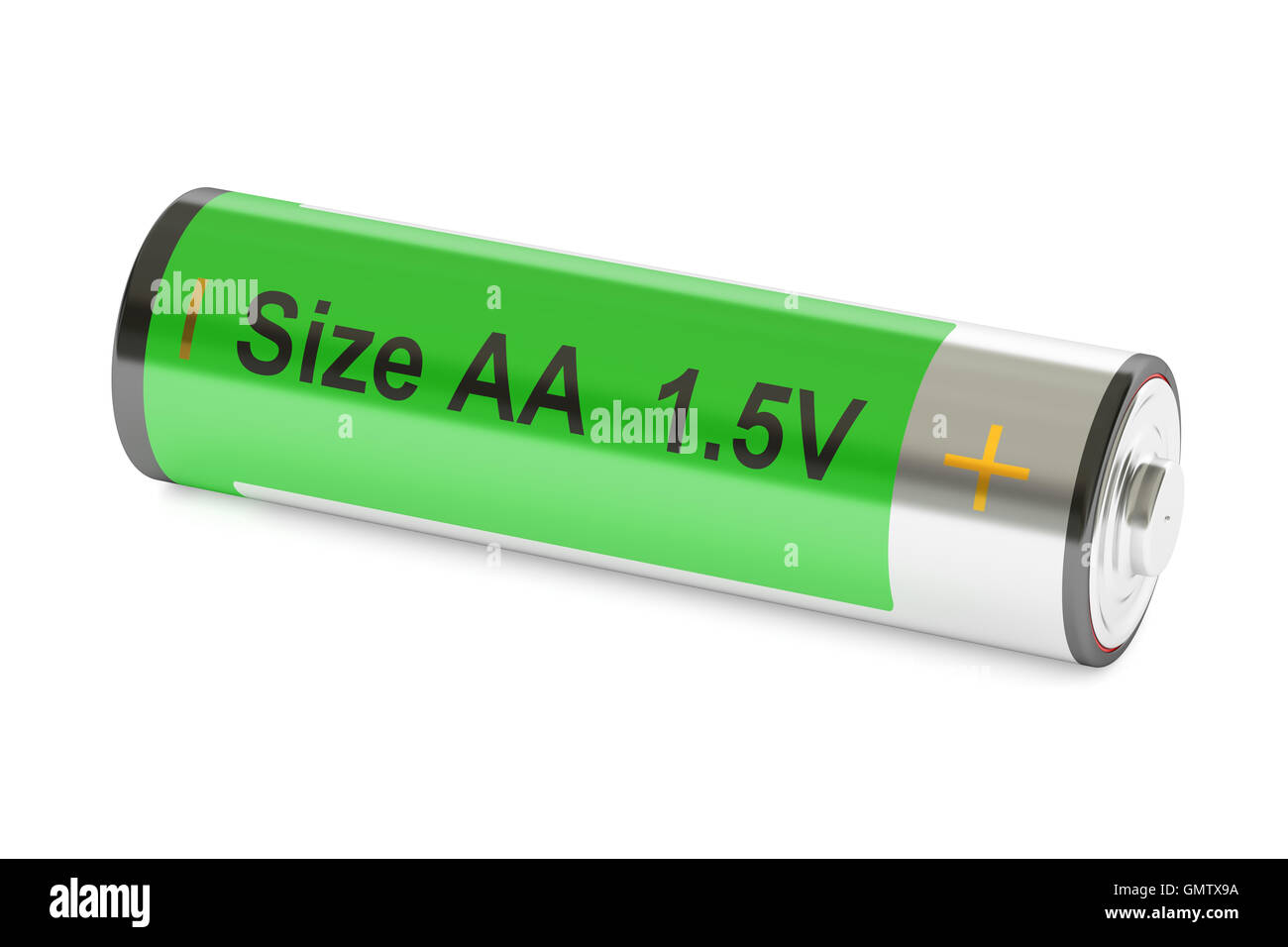 La taille de la batterie AA, 3D Rendering isolé sur fond blanc Banque D'Images