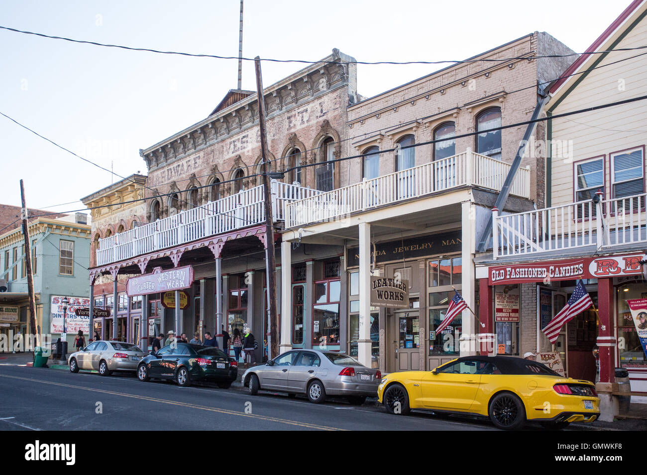 VIRGINIA CITY, NEVADA - Août 6, 2016 : voir l'historique ville minière de l'ouest et d'un remarquable emplacement touristique, Virginia City. Banque D'Images