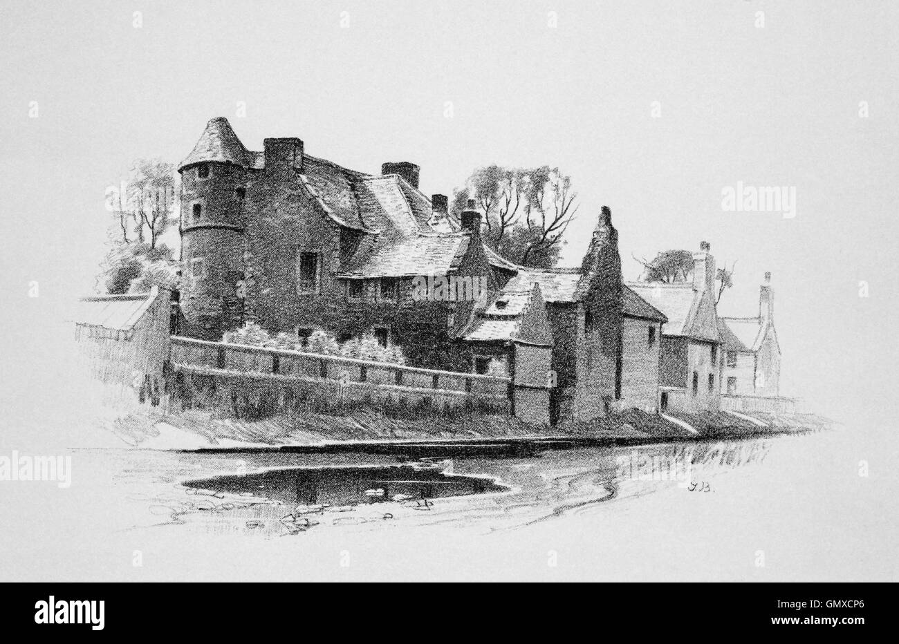 Bothwell Castle était une fin du 16e ou début du 17e siècle tower house qui a été démolie en 1955 après être tombé en ruine. Situé dans le le Royal Burgh de Haddington, la ville d'East Lothian, en Ecosse. (À partir de la 'Sketchs en East Lothian' par Thomas B. Blacklock...1892) Banque D'Images