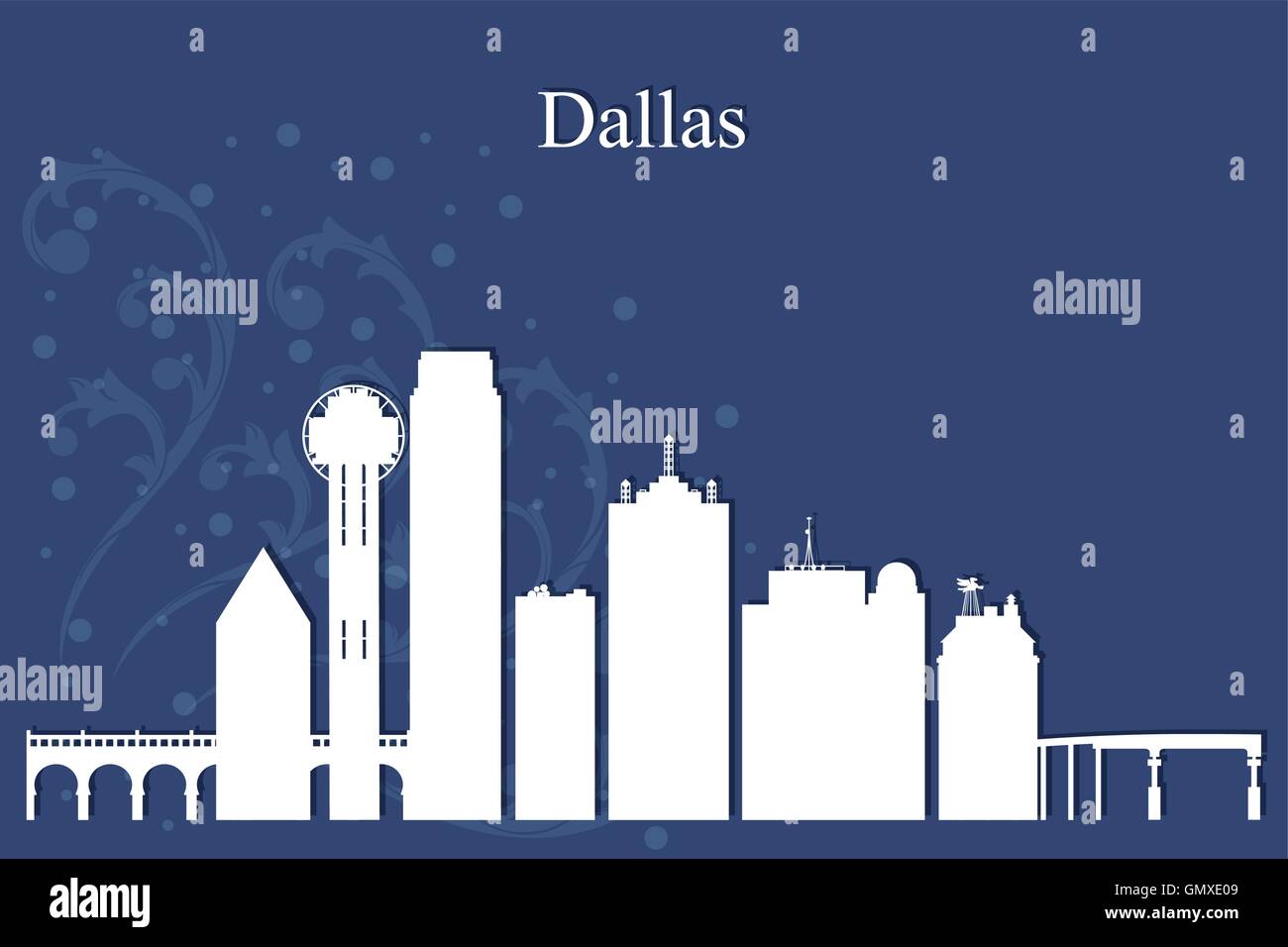 Dallas city skyline silhouette sur fond bleu Illustration de Vecteur