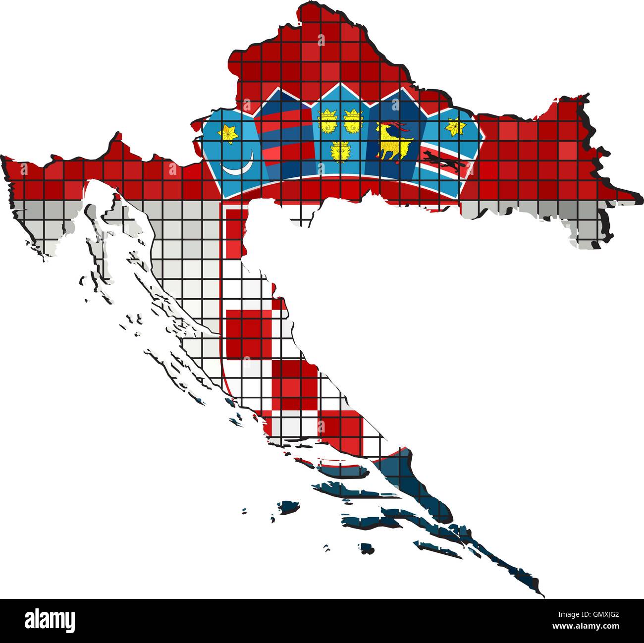 La carte de la Croatie avec l'intérieur du pavillon Illustration de Vecteur