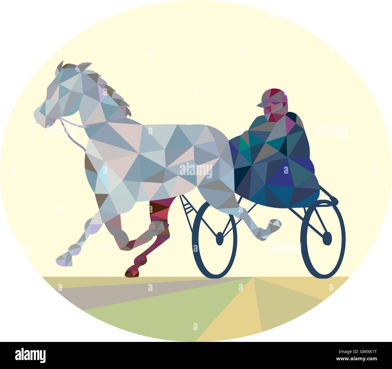 Horse and Jockey Harness Racing Low Polygone Illustration de Vecteur