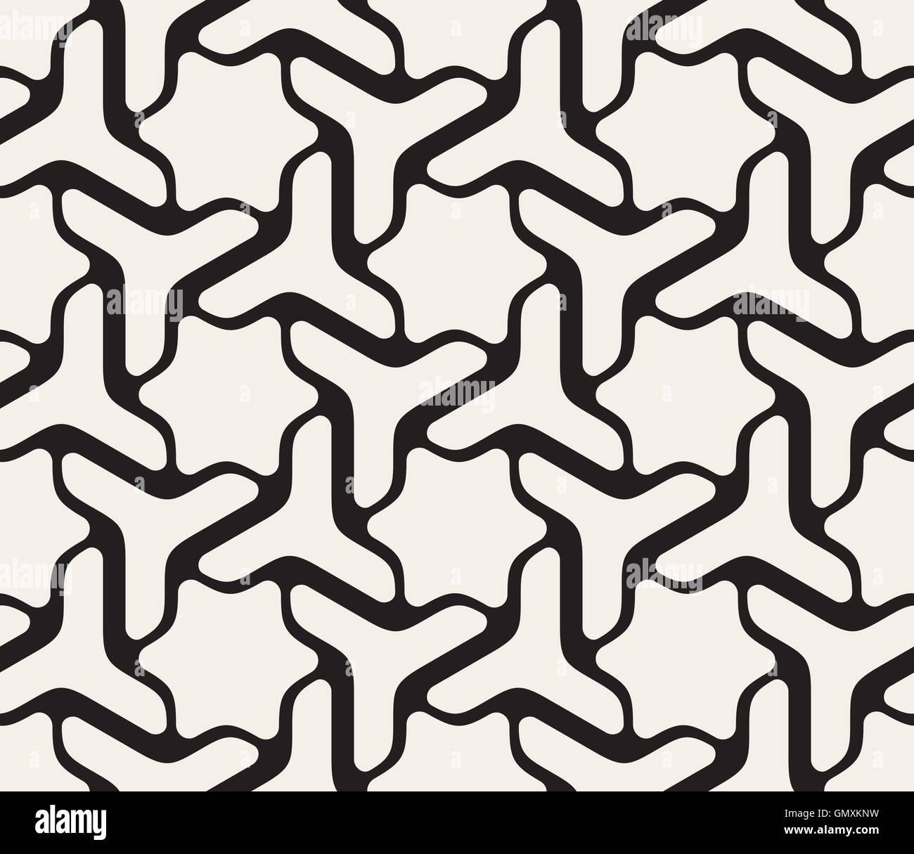 Seamless Vector Star arrondi noir et blanc motif spirale formes carrelage Illustration de Vecteur