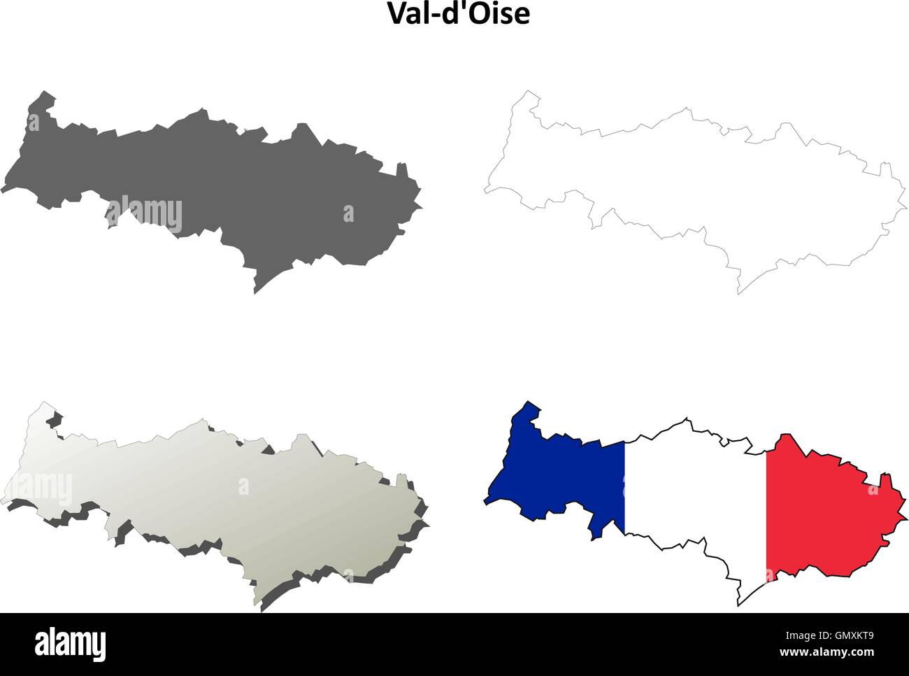 Val-d'Oise, Ile-de-France Description de l'ensemble de cartes Illustration de Vecteur