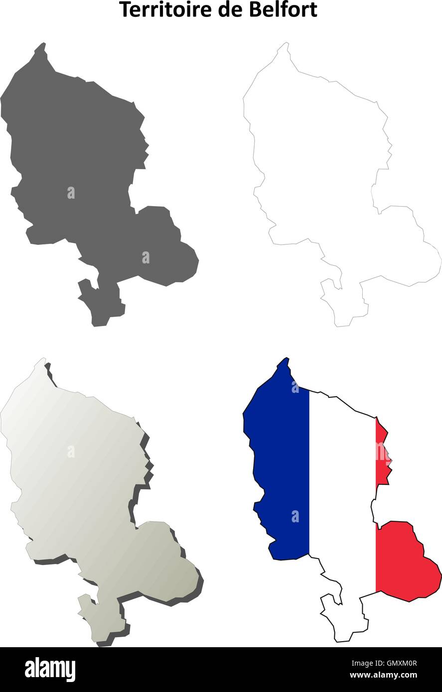 Territoire de Belfort, Franche-comté carte contour défini Illustration de Vecteur