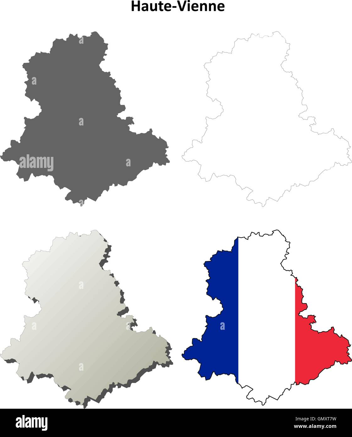 Haute-Vienne, Limousin carte contour défini Illustration de Vecteur