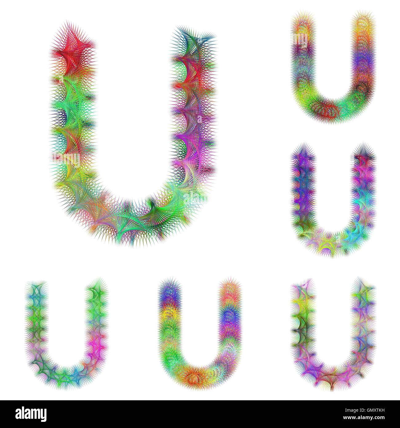 Fractale coloré heureux font set - lettre U Illustration de Vecteur