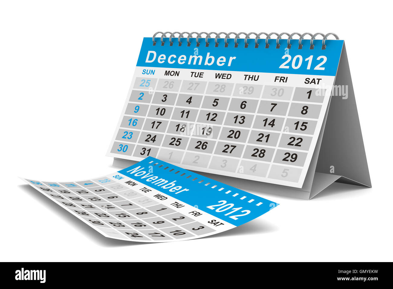 Calendrier de l'année 2012. Décembre. Image 3D isolés Banque D'Images