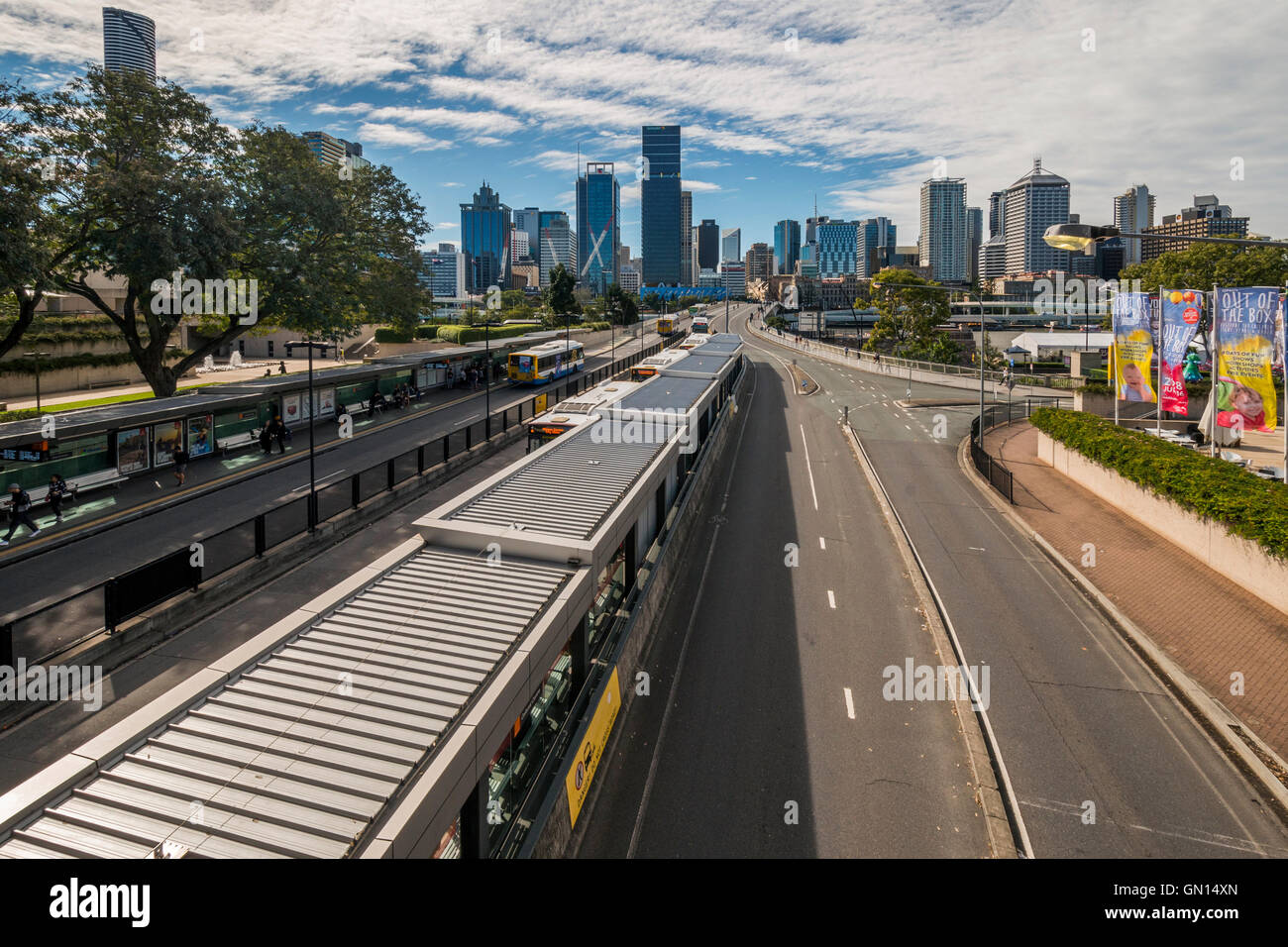 La gare routière de Brisbane, pont Victoria dans le Queensland en Australie. Banque D'Images