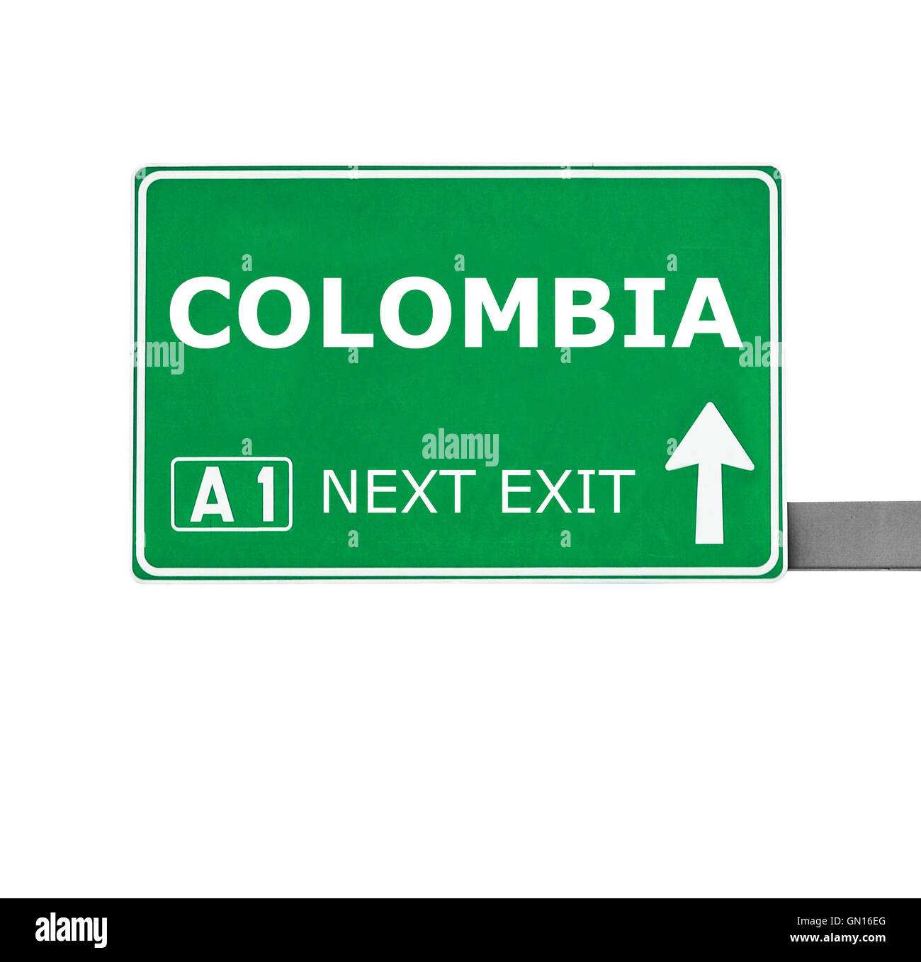 Colombie road sign isolated on white Banque D'Images