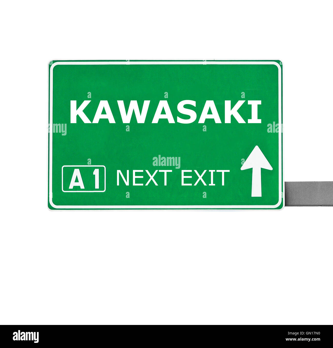 KAWASAKI road sign isolated on white Banque D'Images