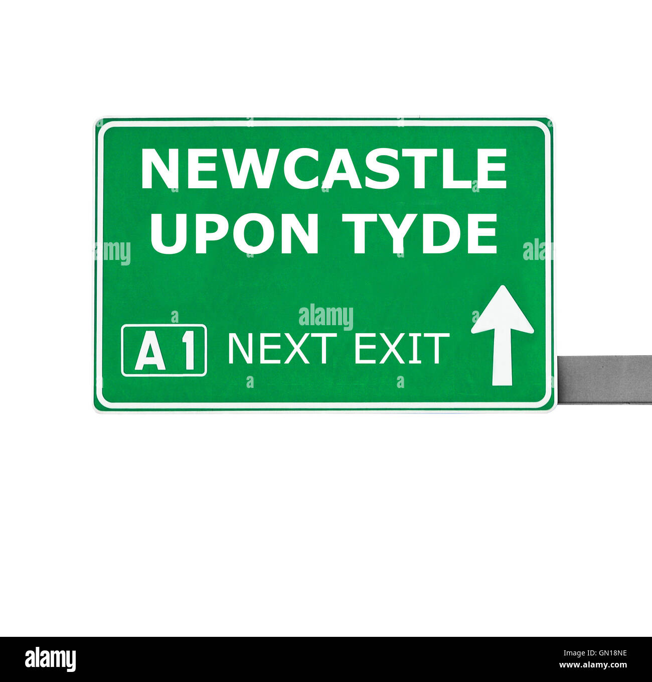 NEWCASTLE TYDE road sign isolated on white Banque D'Images