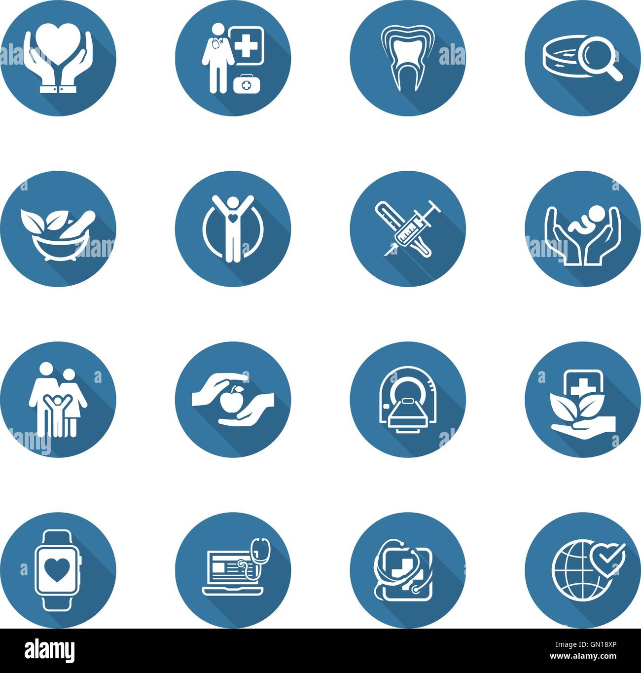Medical and Health Care Icons Set. Modèle plat. Illustration de Vecteur