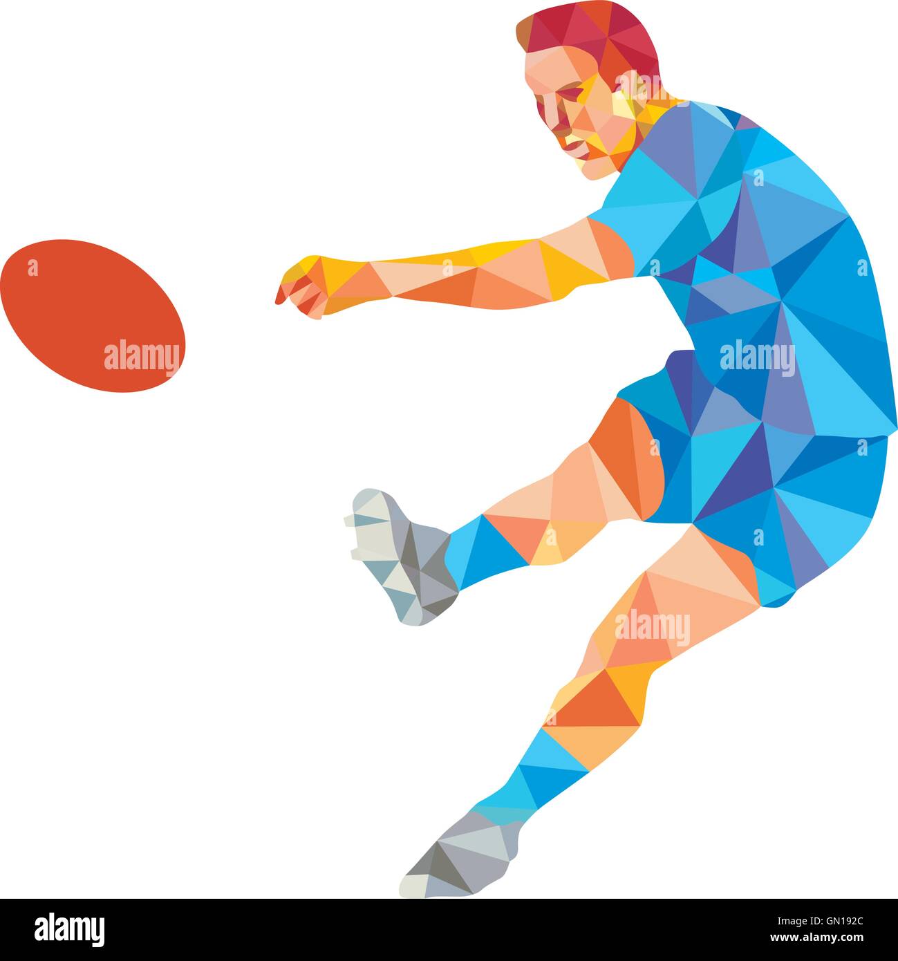 Rugby Player Kicking Ball Low Polygone Illustration de Vecteur