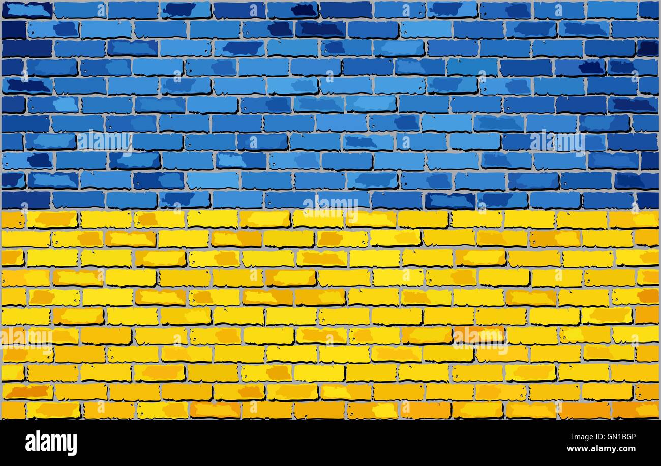 Grunge flag de l'Ukraine sur un mur de briques Illustration de Vecteur