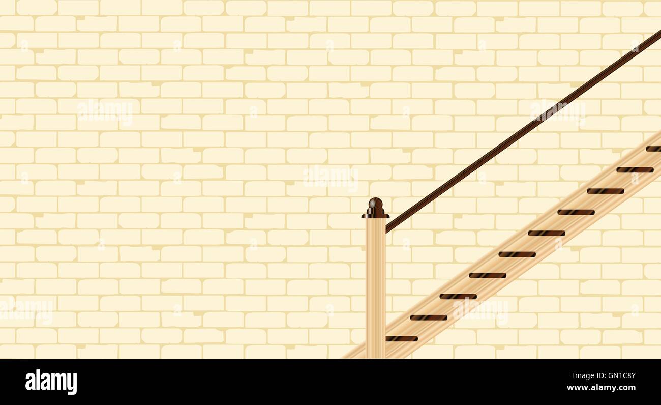Escaliers contre un mur de briques Illustration de Vecteur