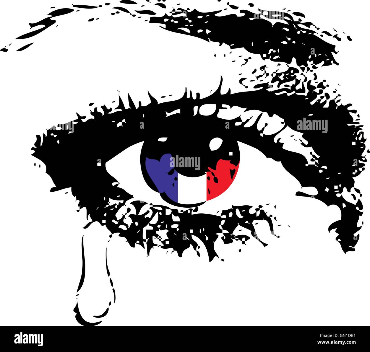 Pleurer oeil avec pavillon de la France Illustration de Vecteur