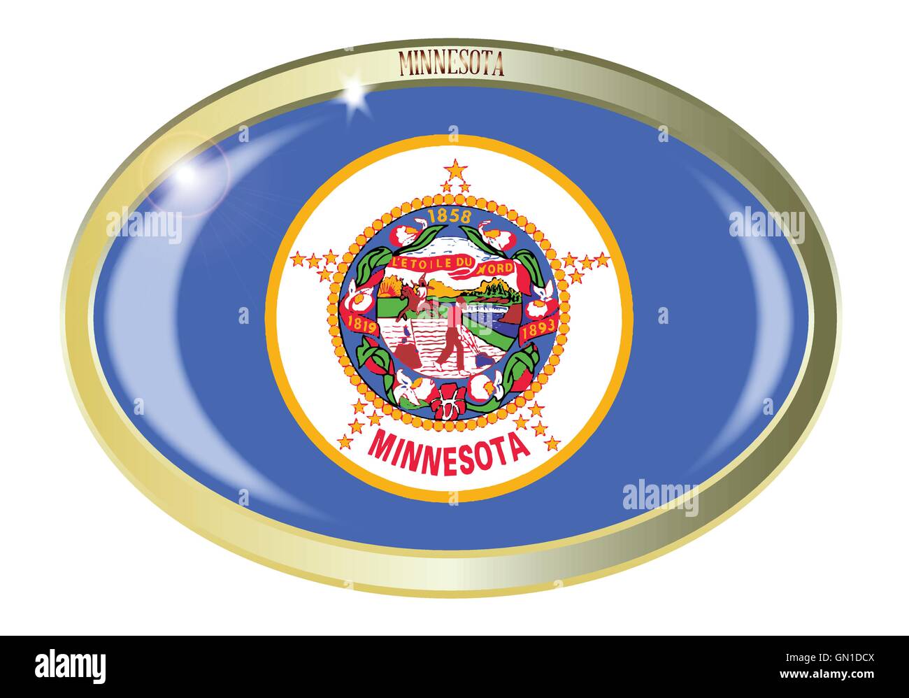 Drapeau de l'État du Minnesota Bouton Ovale Illustration de Vecteur