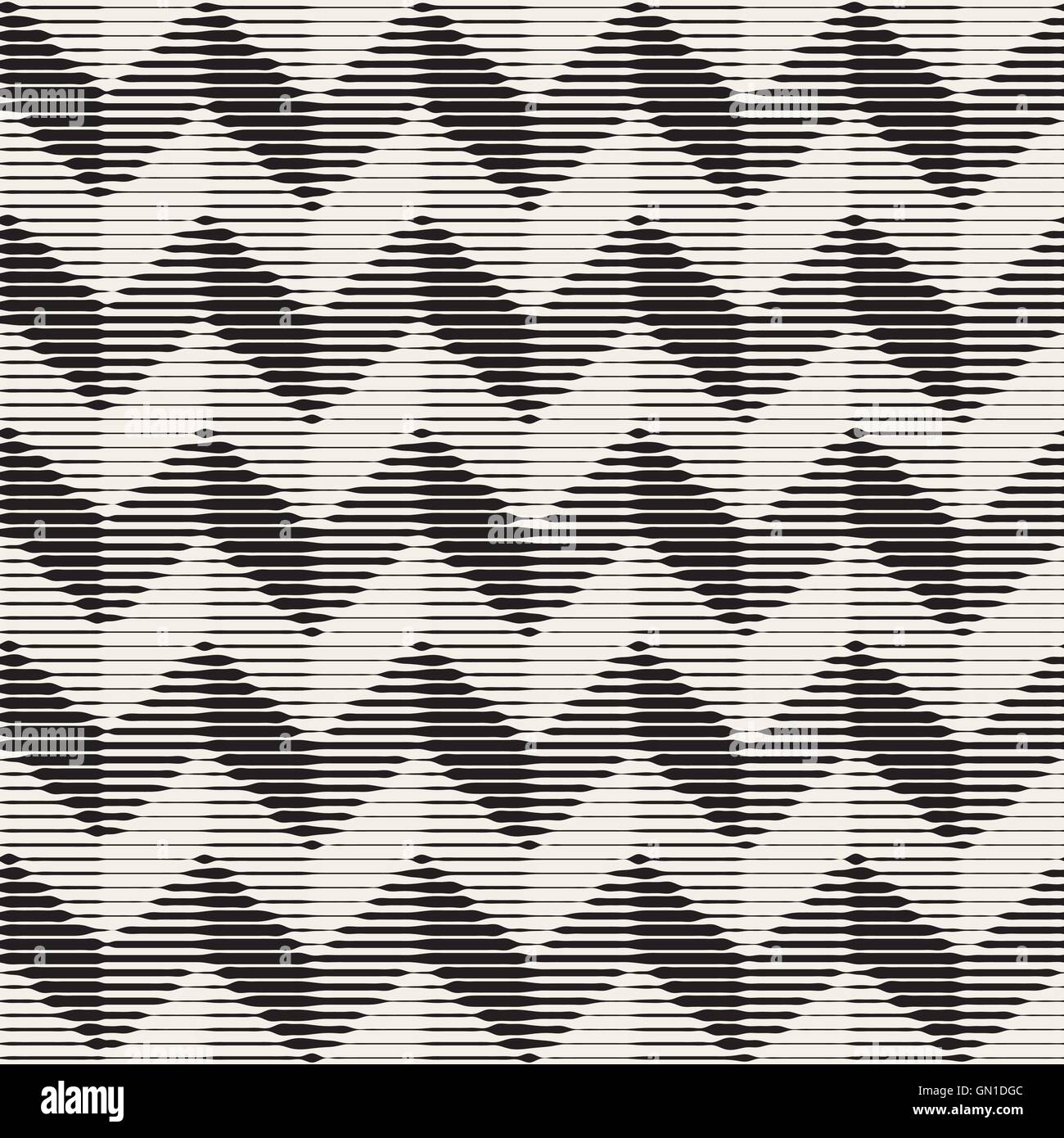 Seamless Vector noir et blanc Vintage Engraved Chevron rayures horizontales en ZigZag Illustration de Vecteur