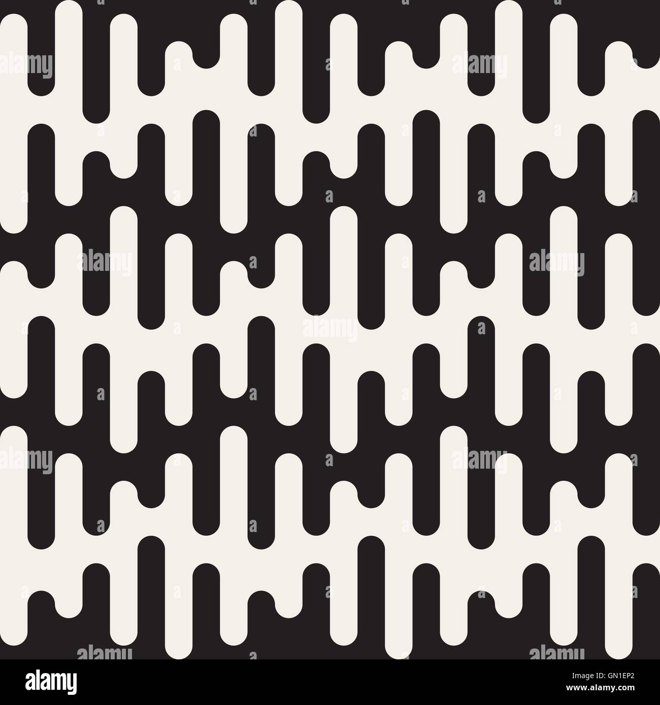 Seamless Vector gouttes arrondies en noir et blanc motif de lignes ondulées Illustration de Vecteur