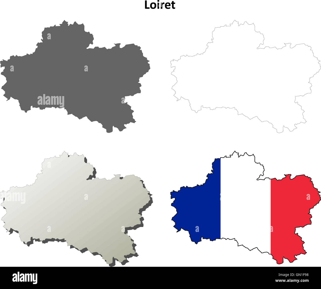 Centre Loiret, contours de l'ensemble de cartes Illustration de Vecteur