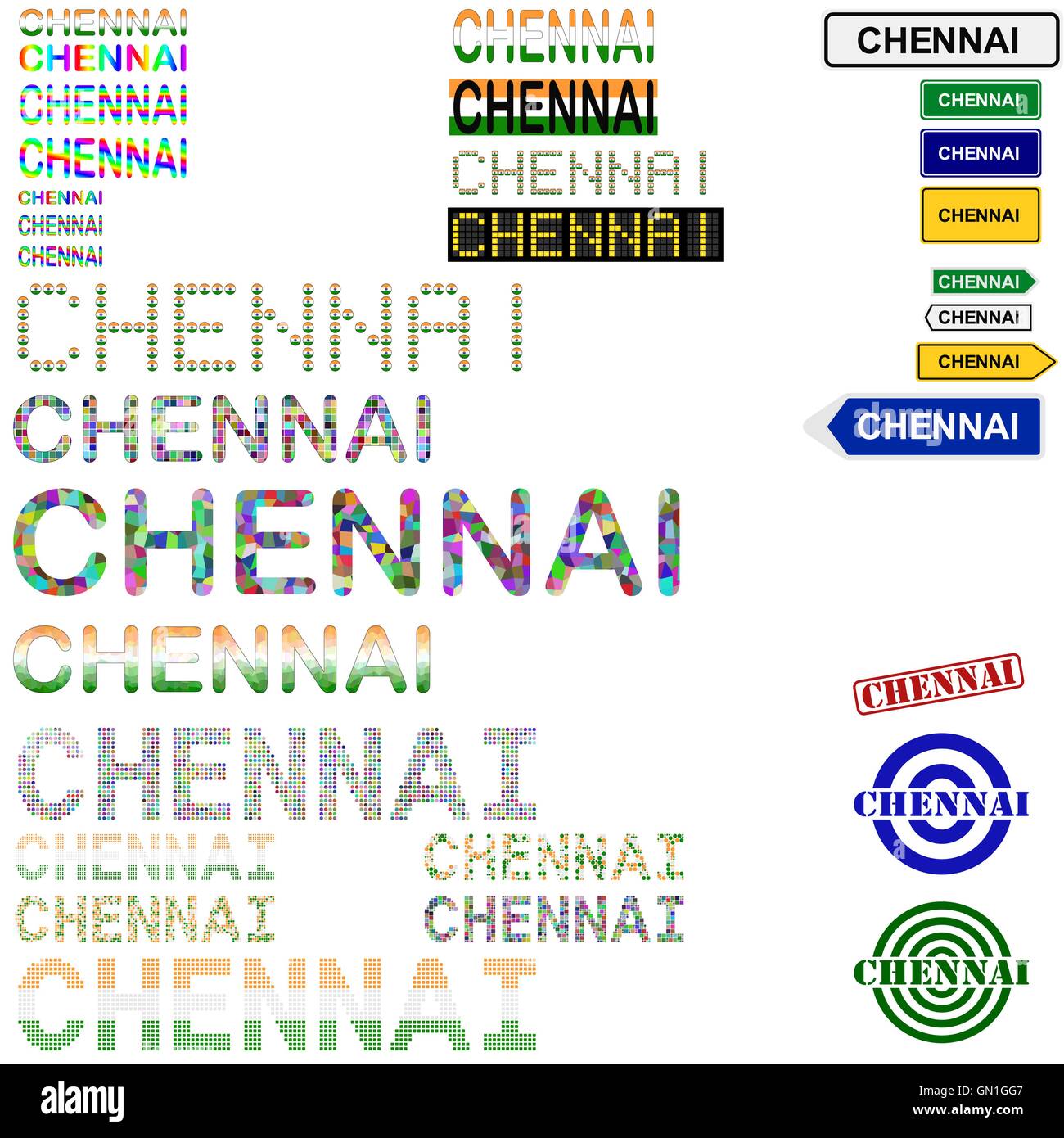 Chennai (Madras) set design texte Illustration de Vecteur