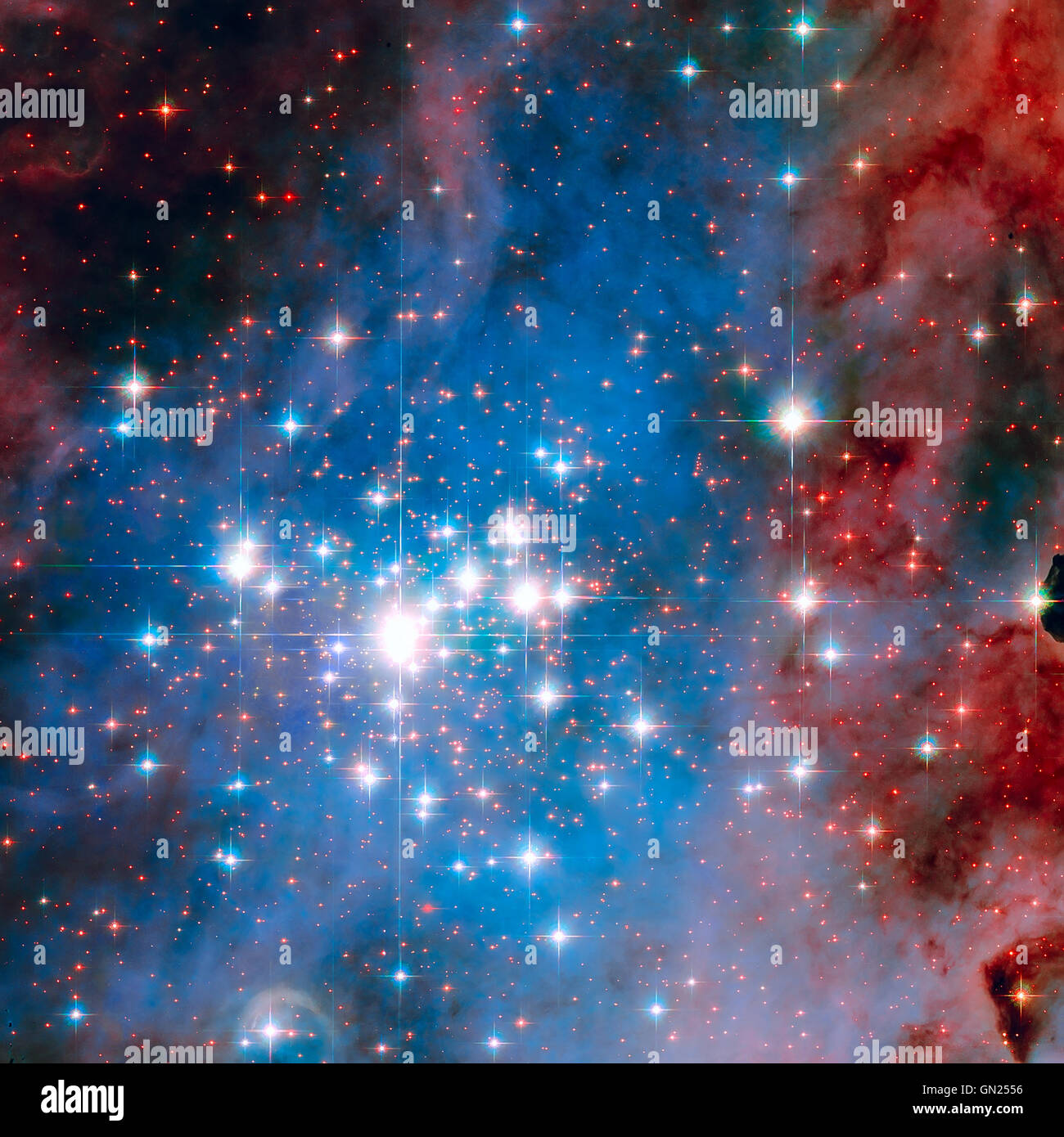 Trumpler 14 amas d'étoiles. L'un des plus grands rassemblements de sex, massive et lumineuse étoile dans la Voie lactée. Banque D'Images
