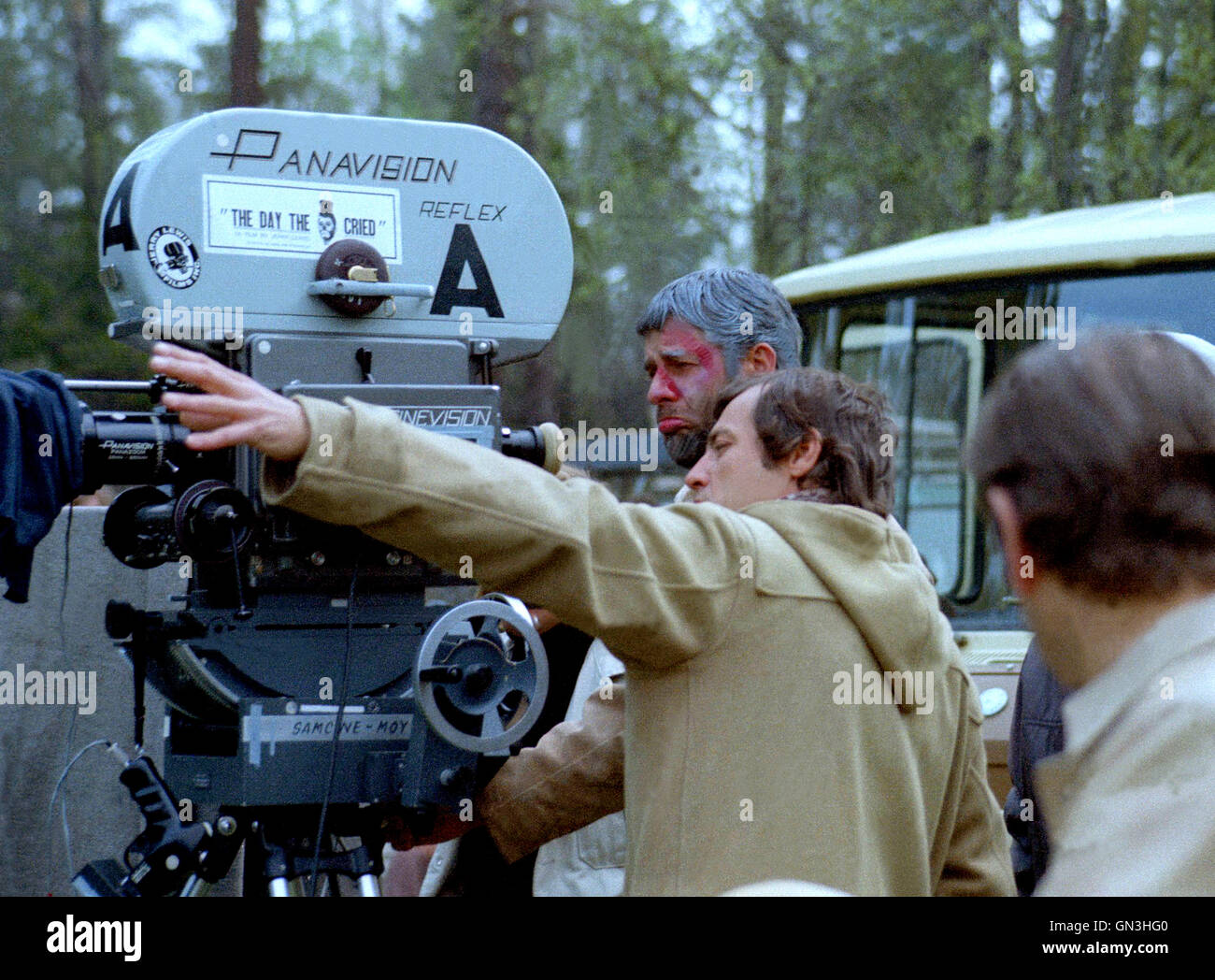 JERRY LEWIS acteur et artiste américain le tournage d'un film en Suède sur un clown qui a mis dans un camp de concentration avec des enfants 1972 Banque D'Images