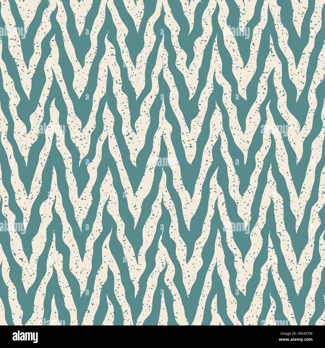 Seamless Vector Bleu Blanc Hand Drawn Zig Zag lignes déformées Motif Retro Grunge Illustration de Vecteur