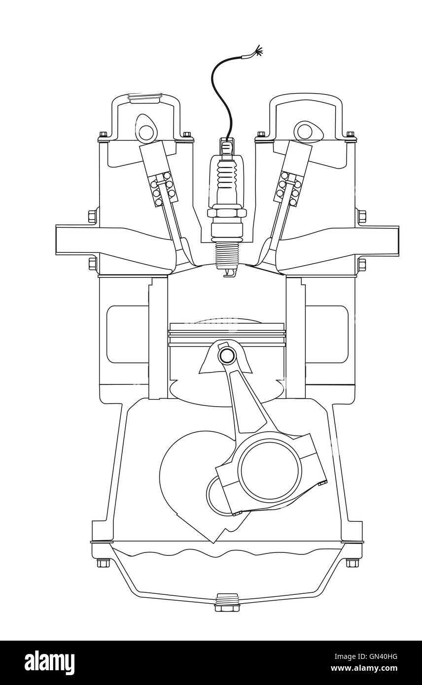 Outlind Moteur essence Dessin Illustration de Vecteur