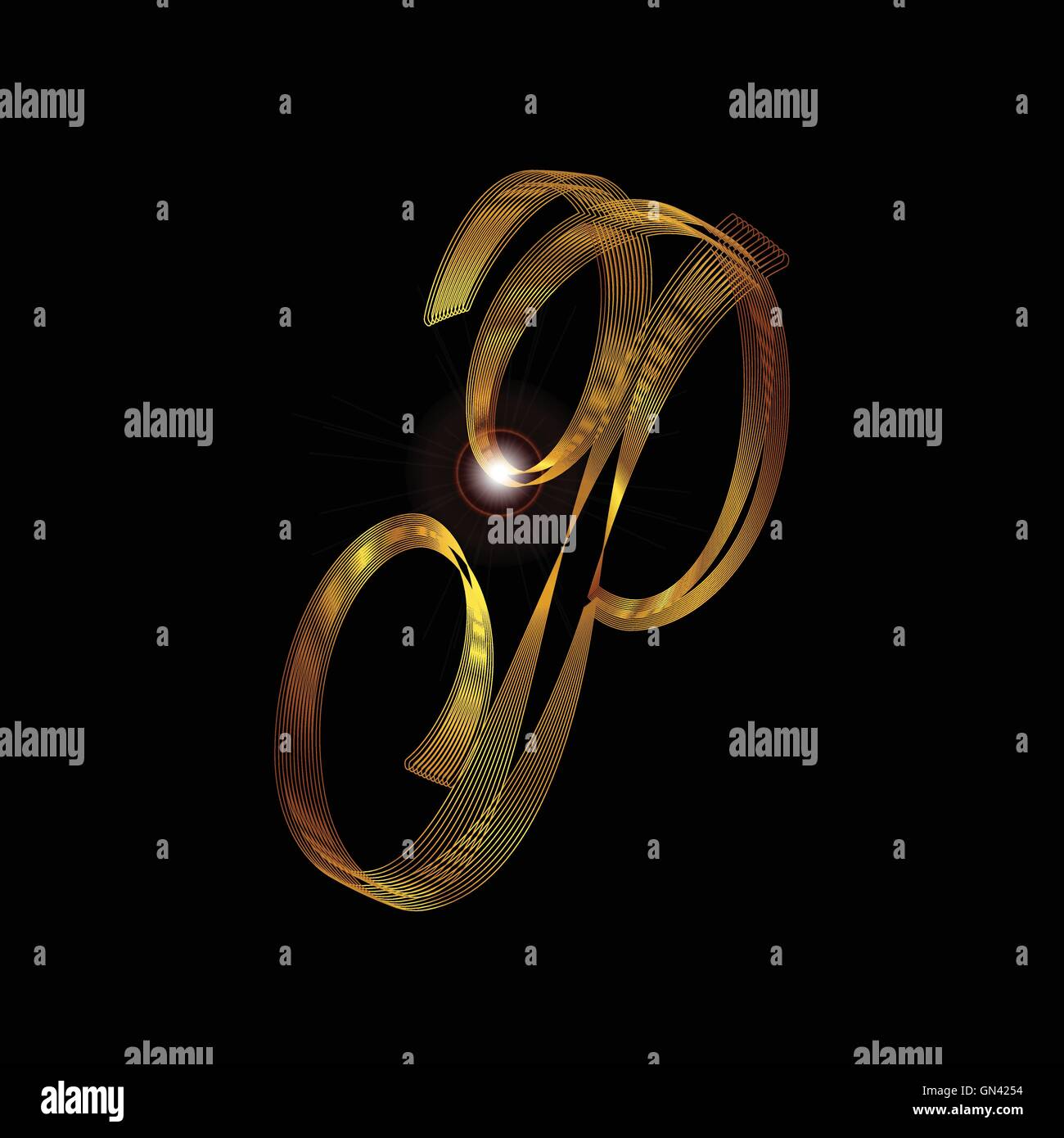 Lettre P dans l'or Illustration de Vecteur