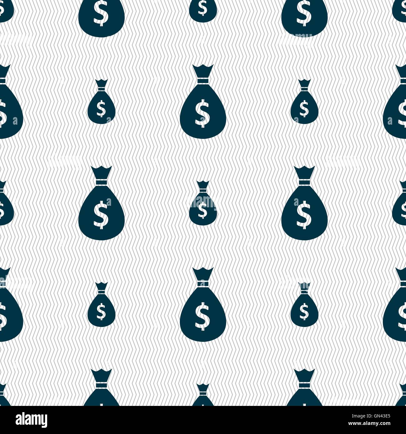 Sac de l'argent dollar signe l'icône. Motif géométrique transparente avec la texture. Vector Illustration de Vecteur