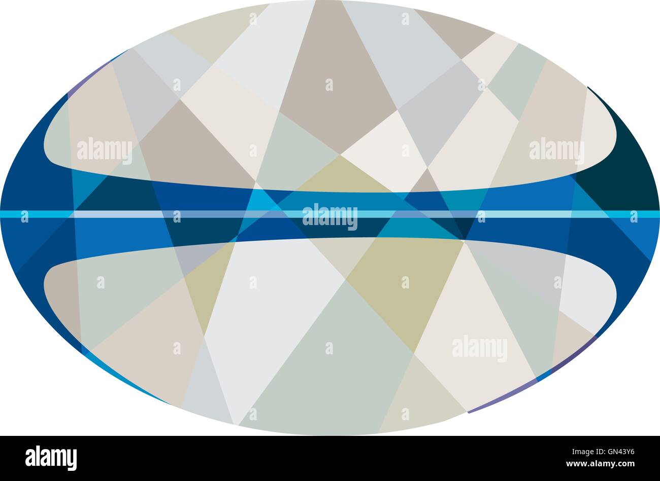 Ballon de Rugby Polygone faible isolé Illustration de Vecteur