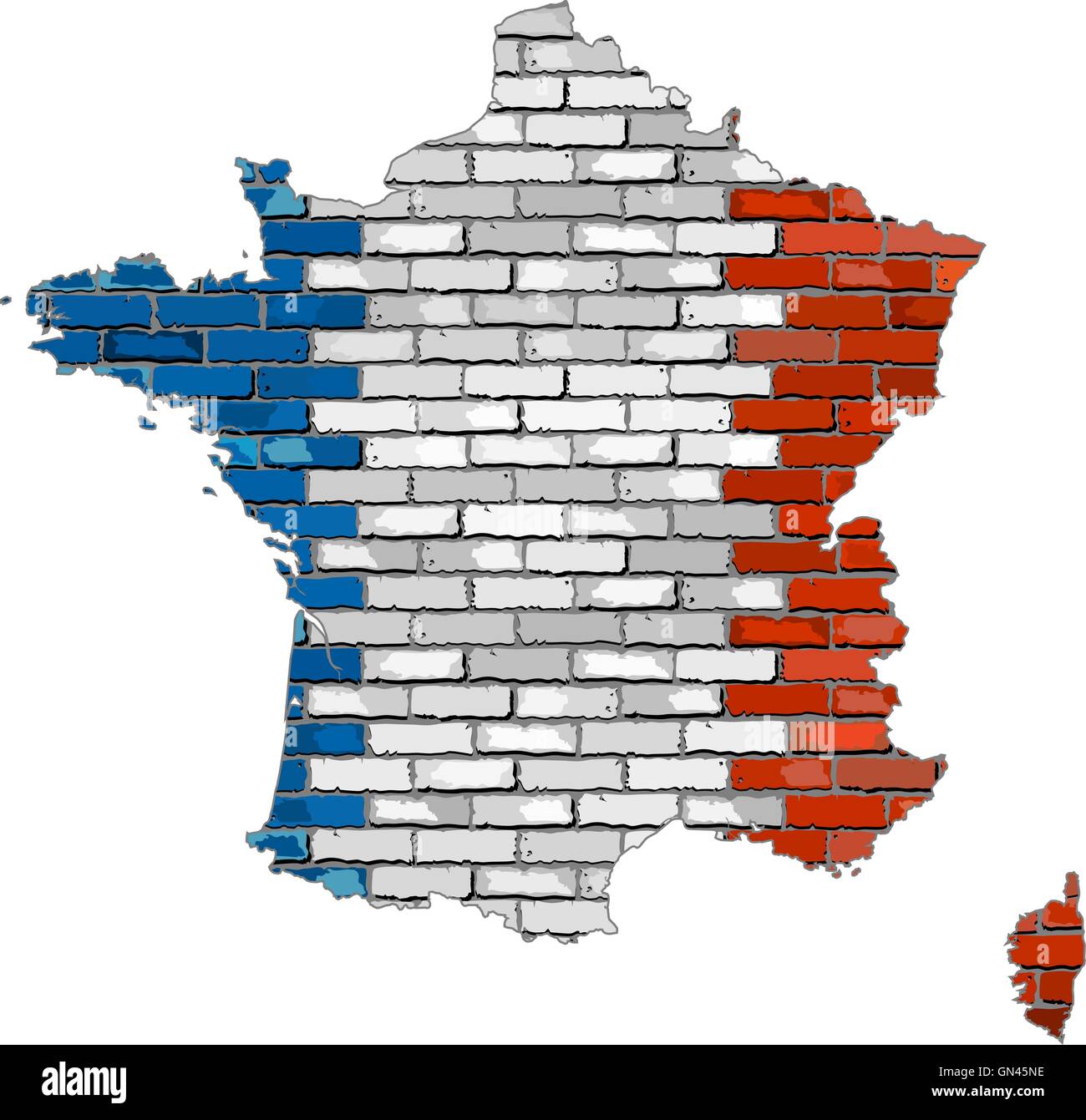Carte de France sur un mur de briques Illustration de Vecteur