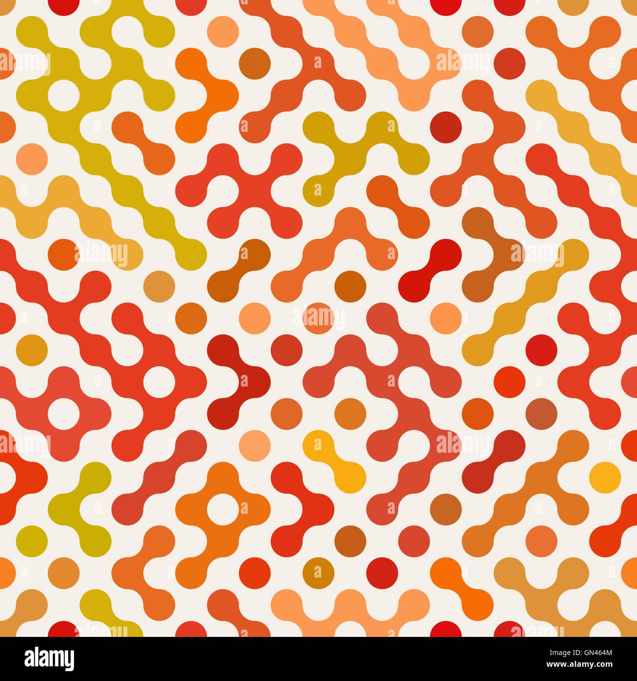 Seamless Vector Multicolor Orange Rouge circulaire irrégulier de forme arrondie Illustration de Vecteur