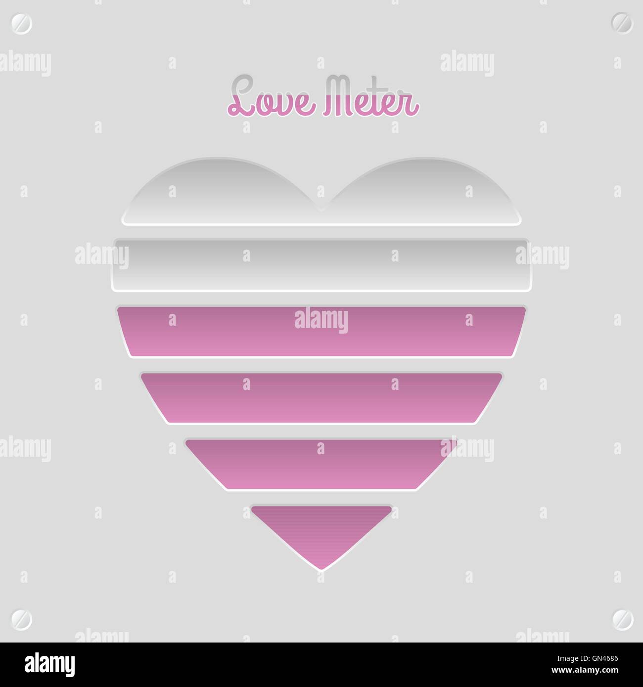 Concept Love Meter avec 6 niveaux Illustration de Vecteur