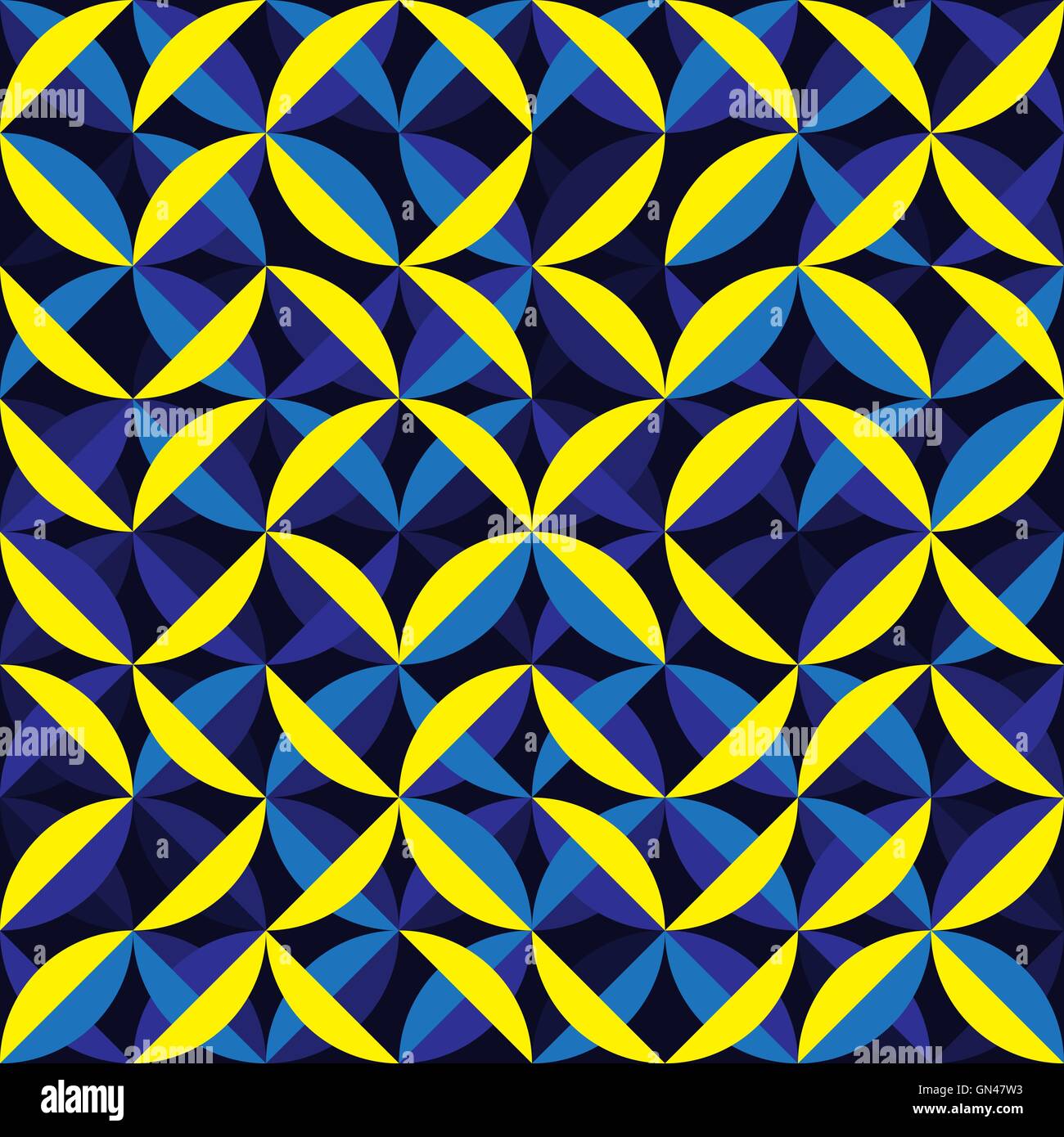 Seamless Vector jaune bleu arrondi lignes irrégulières de couleur arc motif géométrique Illustration de Vecteur