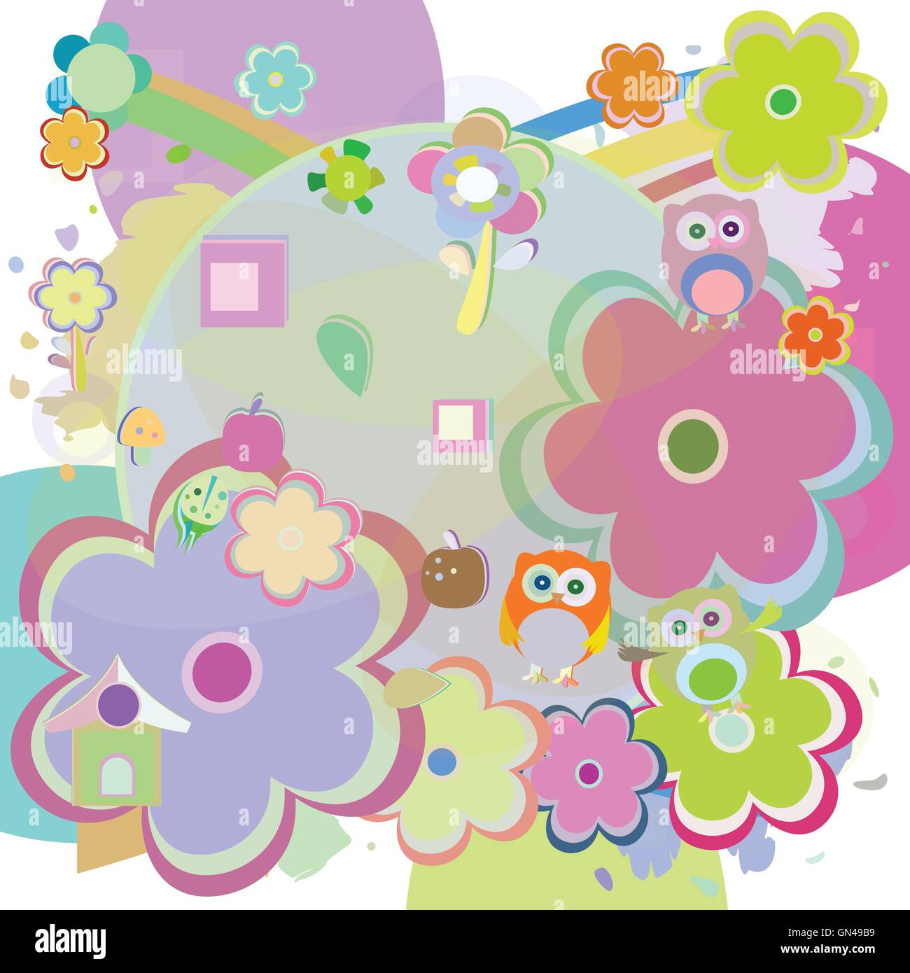 Joyeux Anniversaire Chouette Carte Cute Cartoon Vector Illustration Graphic Design Image Vectorielle Stock Alamy