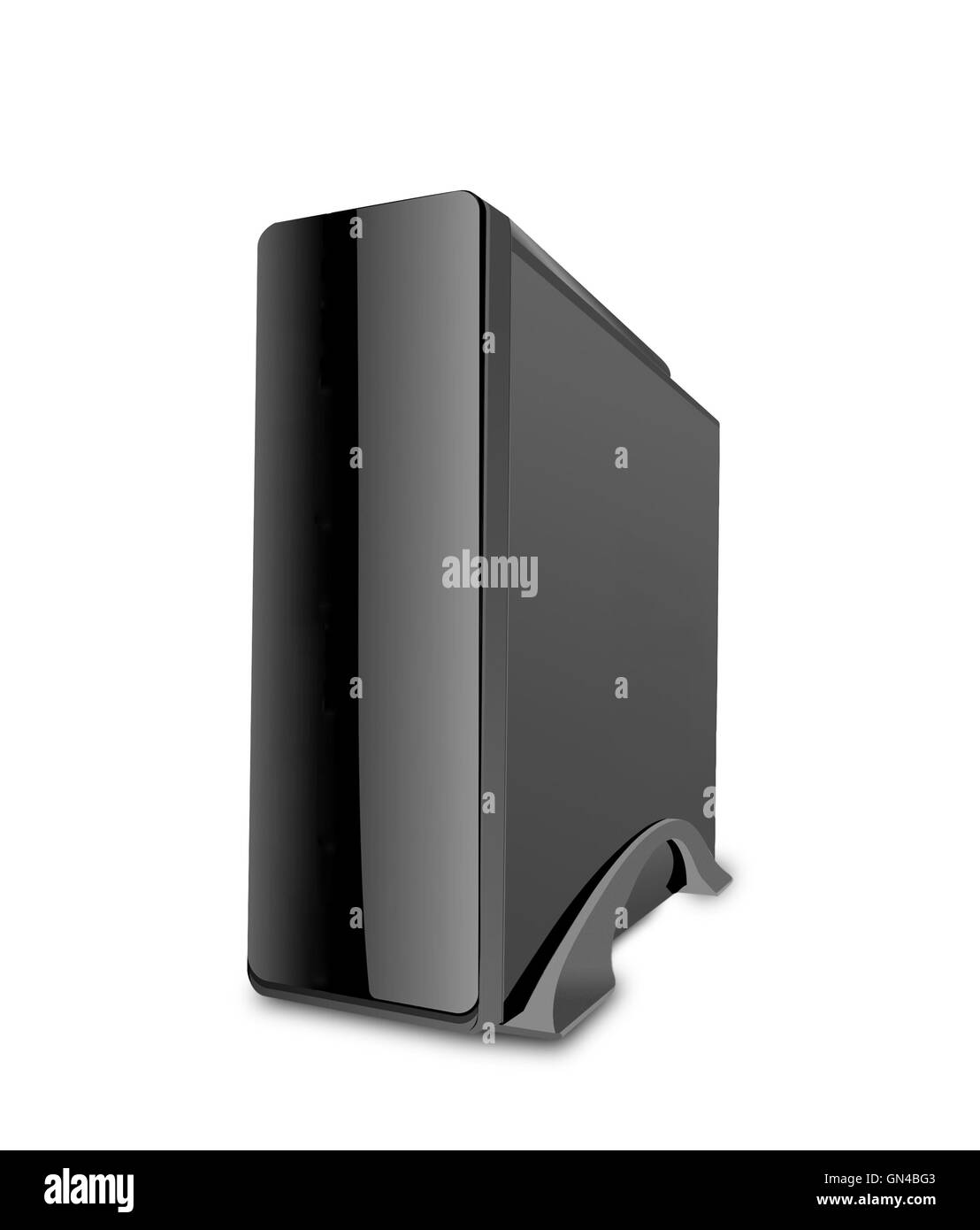 Boîtier de l'ordinateur noir isolated on white Banque D'Images