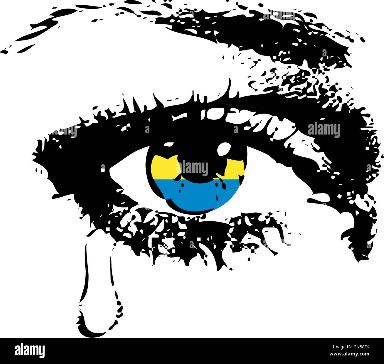 Pleurer oeil avec pavillon de l'Ukraine Illustration de Vecteur