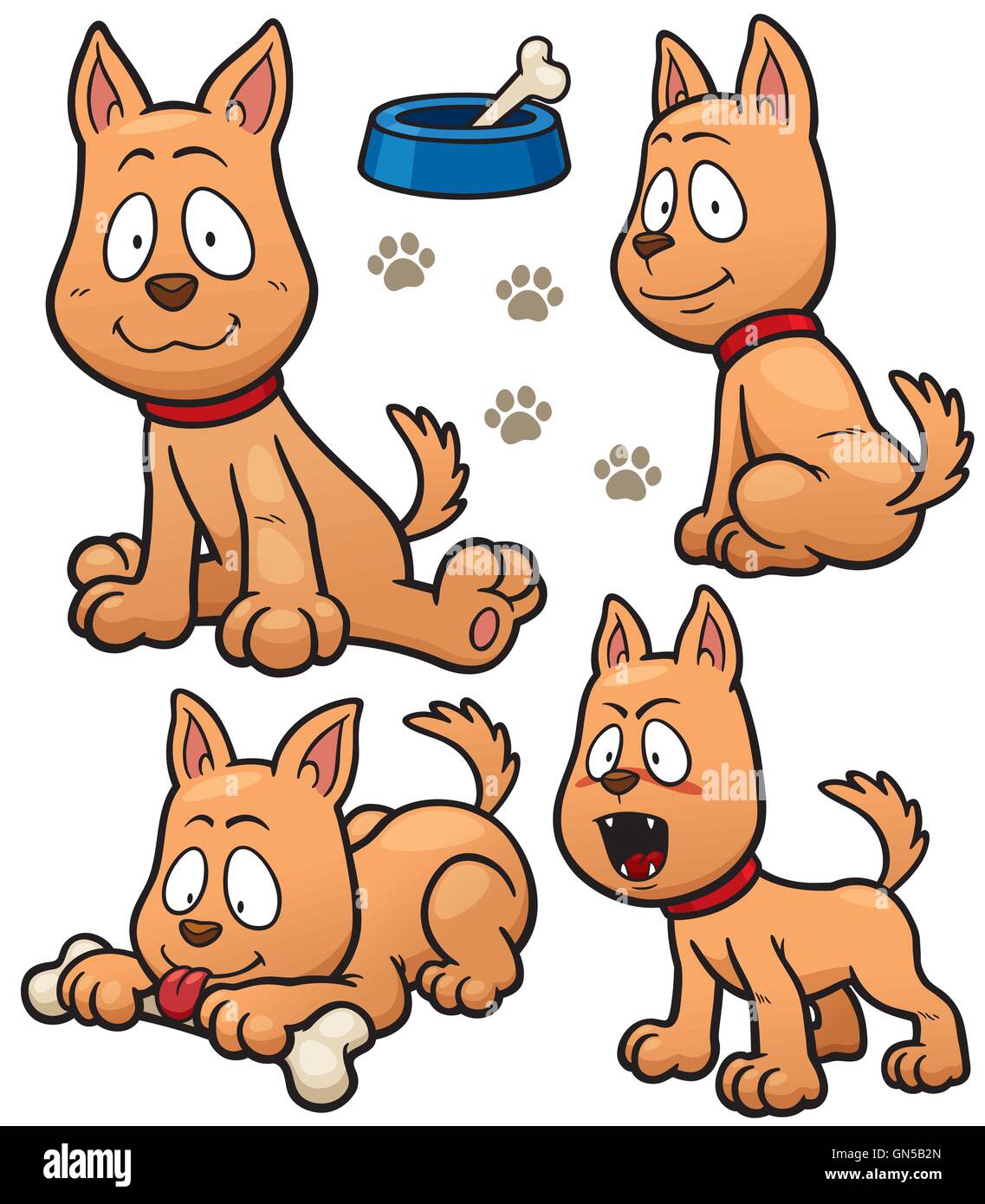 Vector illustration de chien Cartoon Character Set Illustration de Vecteur