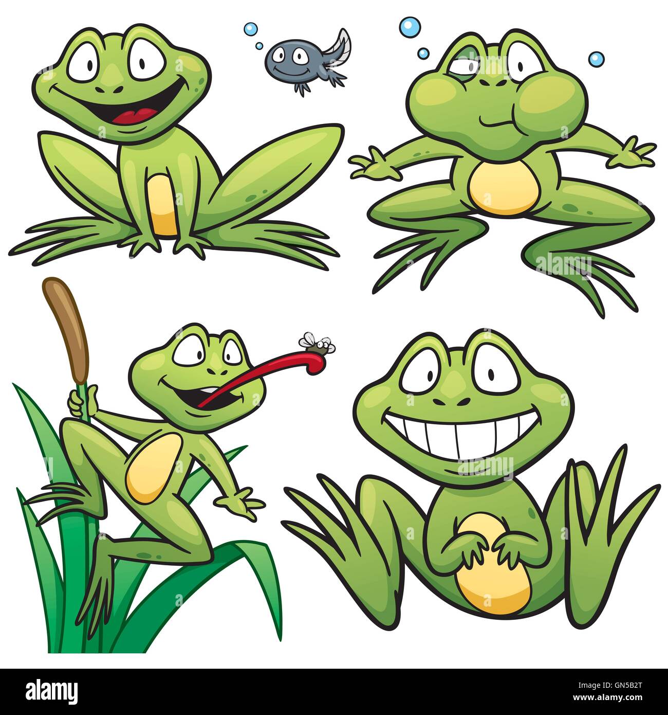 Vector illustration de grenouille Cartoon Character Set Image